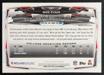 Mike Evans 2014 Topps Buccaneers back