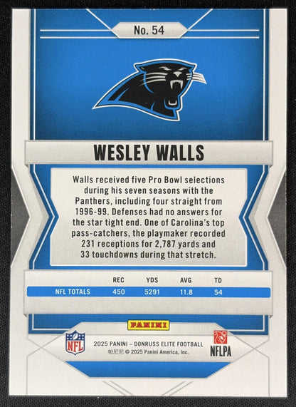 Wesley Walls 2025 Panini Donruss Elite Teal Matrix /499 Panthers Sports Trading Cards