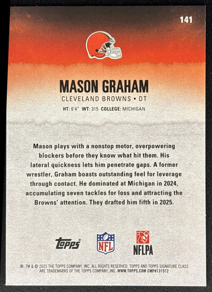 Mason Graham 2025 Topps Signature Class Rookie Green & Purple Foil Browns Sports Trading Cards
