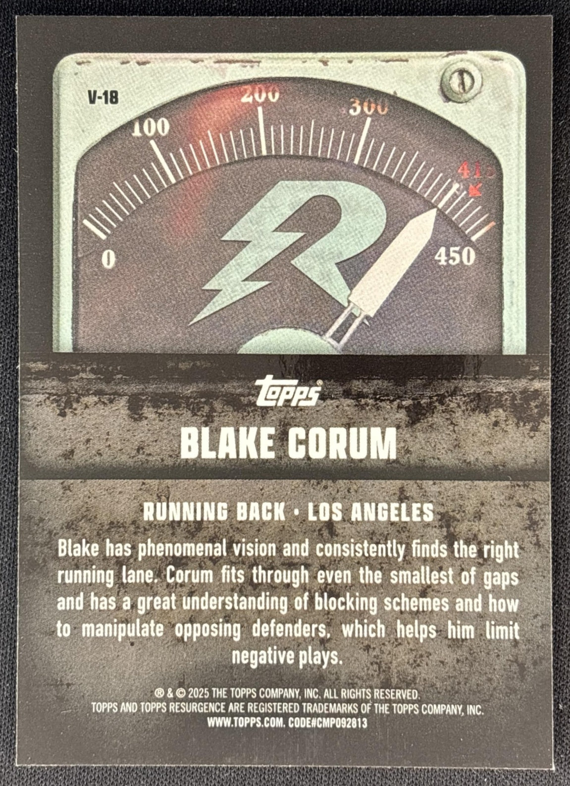 Blake Corum 2024 Topps Resurgence Voltaic Rams back