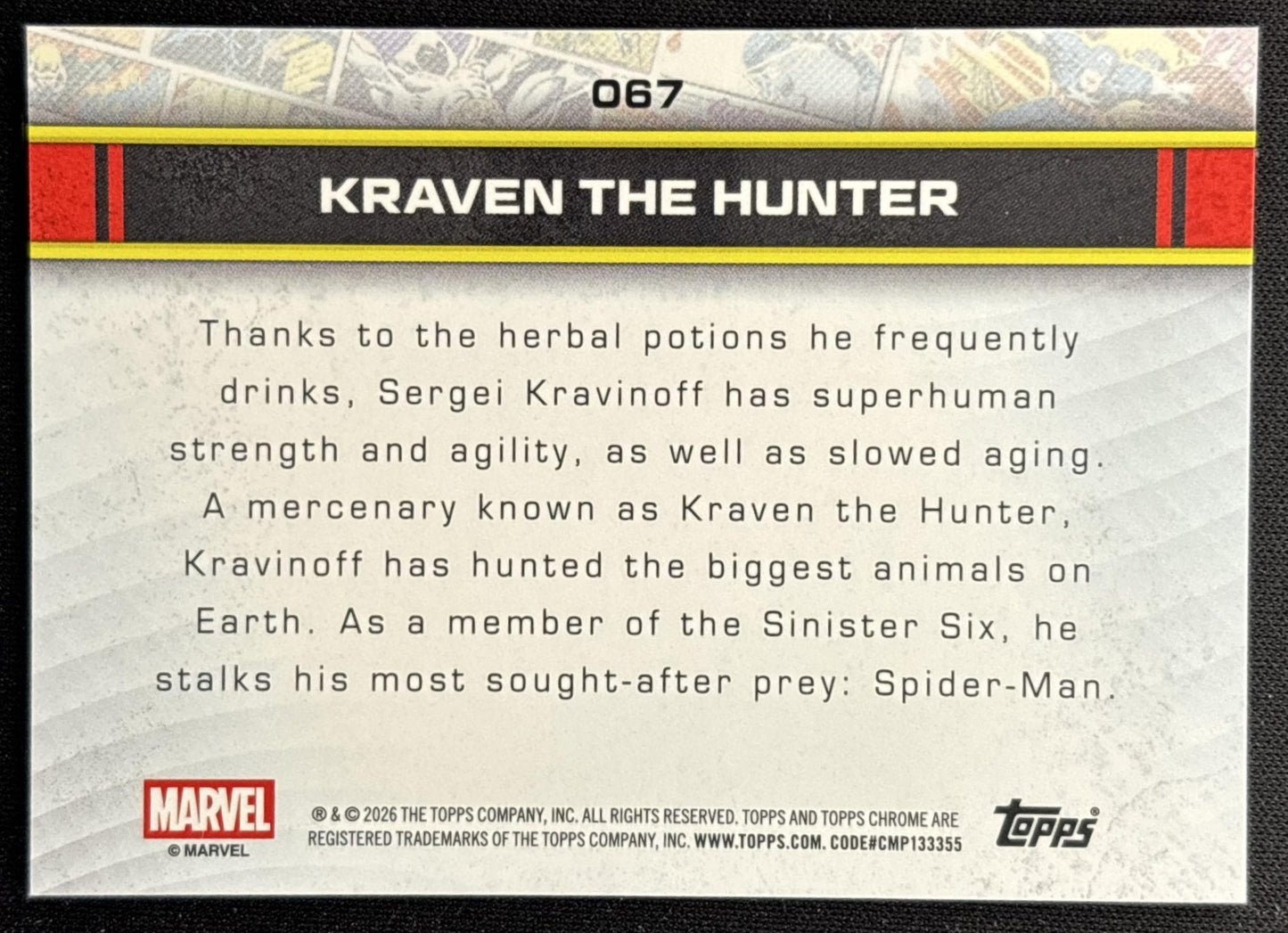 Kraven the Hunter 2026 Topps Chrome Marvel Comics