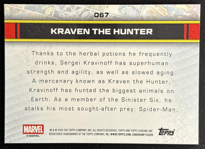 Kraven the Hunter 2026 Topps Chrome Marvel Comics
