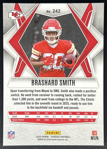 Brashard Smith 2025 Panini Phoenix Green Winter Prizm /149 Chiefs back