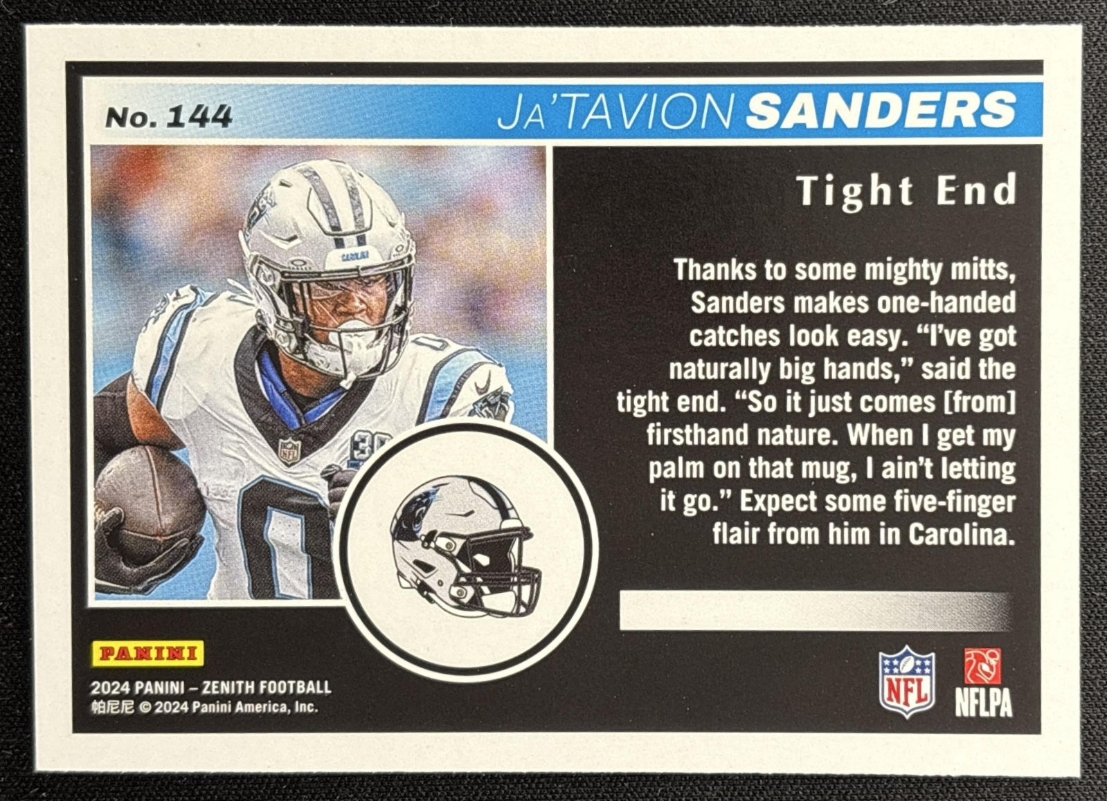 Ja'Tavion Sanders 2024 Panini Zenith Panthers Sports Trading Card
