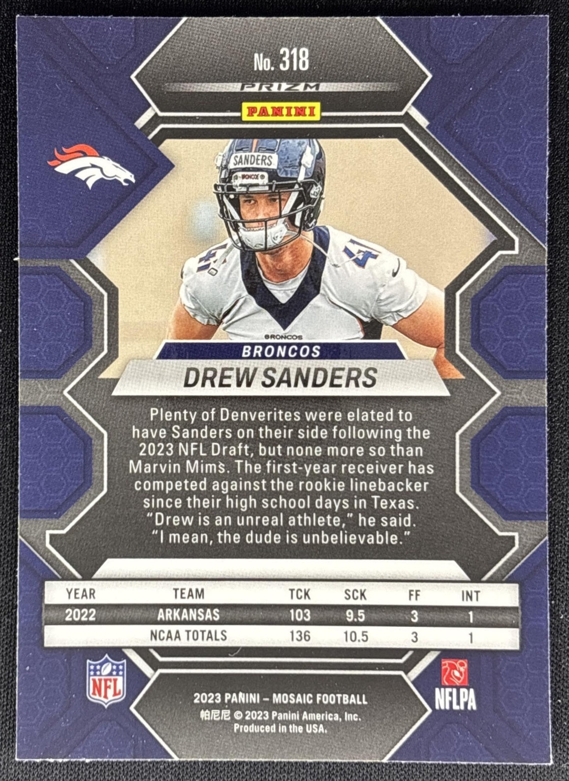 Drew Sanders 2023 Panini Mosaic Green Mosaic Broncos Sports Trading Cards