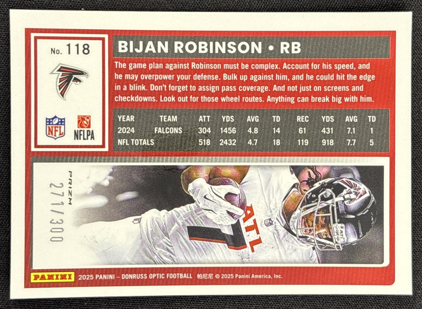 Bijan Robinson 2025 Panini Donruss Optic Wave Prizm /300 Falcons