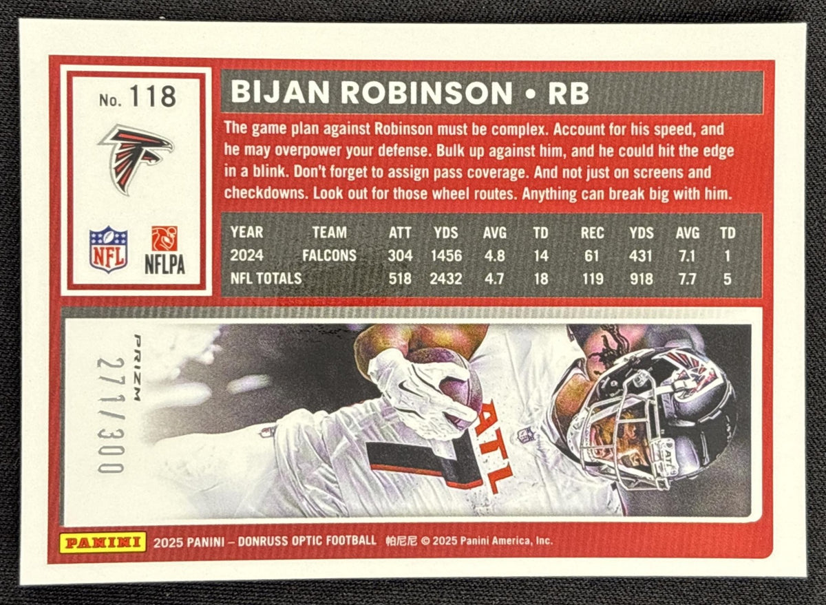 Bijan Robinson 2025 Panini Donruss Optic Wave Prizm /300 Falcons