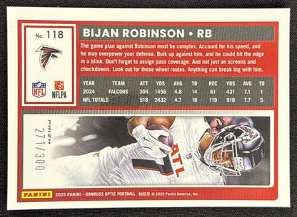 Bijan Robinson 2025 Panini Donruss Optic Wave Prizm /300 Falcons