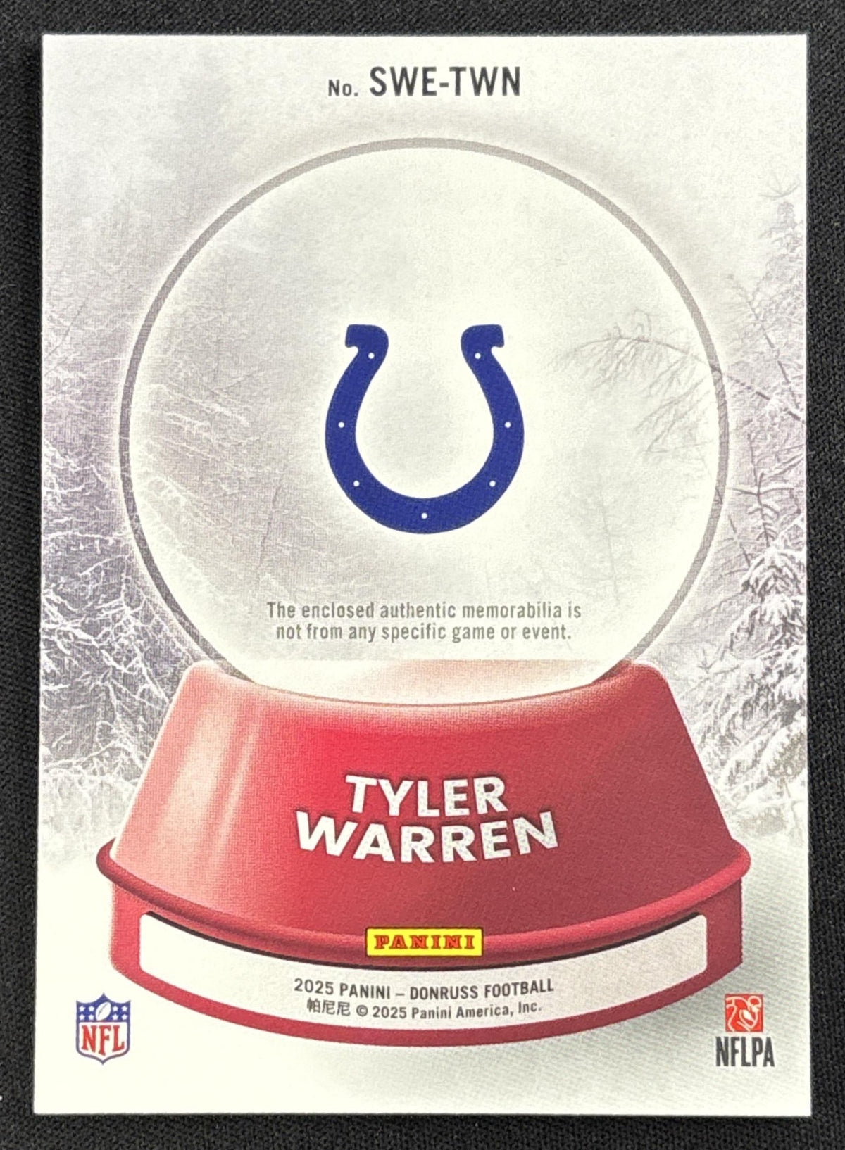 Tyler Warren 2025 Panini Donruss Rookie Holiday Sweater Colts
