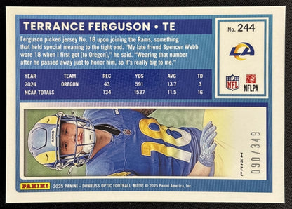 Terrance Ferguson 2025 Panini Donruss Optic Rated Rookie Aqua Prizm /349 Rams Sports Trading Cards