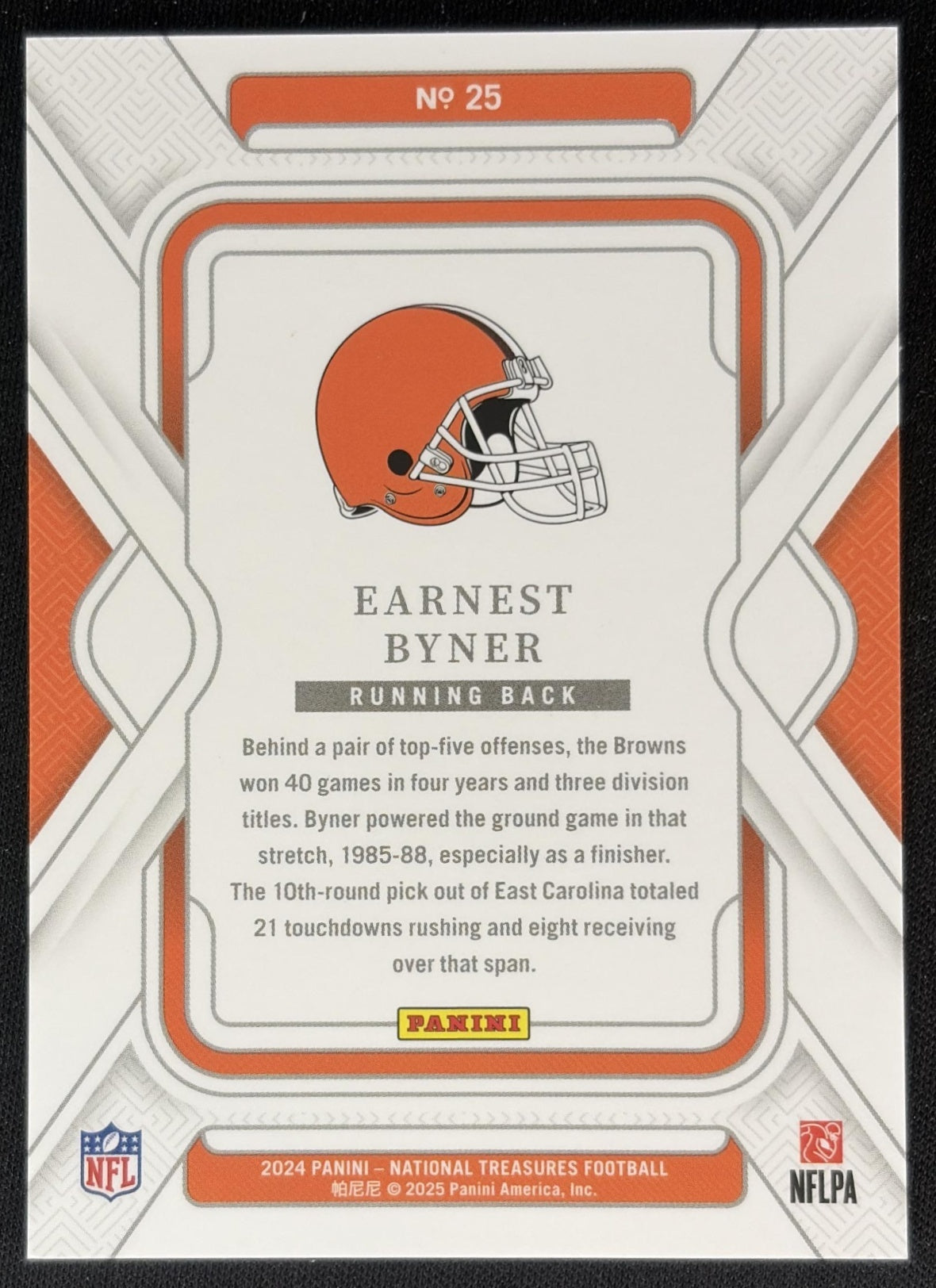 Earnest Byner 2024 Panini National Treasures Purple /75 Browns Sports Trading Card