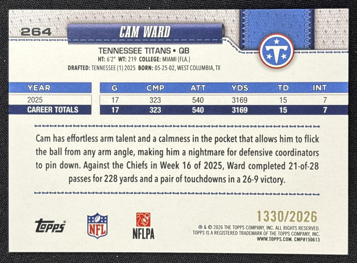 Cam Ward 2026 Topps Gold /2026 Titans
