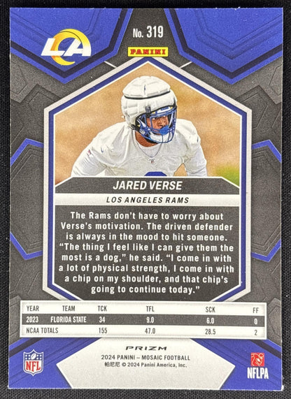 Jared Verse 2024 Panini Mosaic Reactive Yellow Prizm Rams Browns Sports Trading Cards