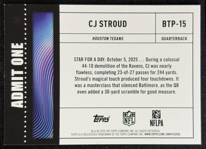 CJ Stroud 2026 Topps Big Ticket Players Texans back