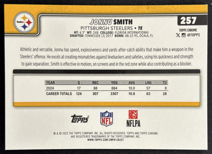 Jonnu Smith 2025 Topps Chrome RayWave Refractor Steelers - Back