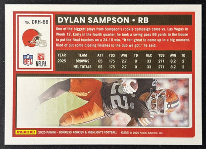 Dylan Sampson 2025 Panini Donruss Rookies & Highlights Browns Sports Trading Cards