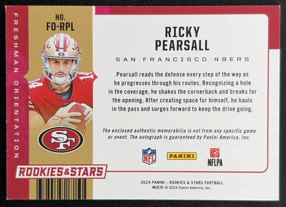 Ricky Pearsall 2024 Panini Rookies & Stars Freshman Orientation /99 49ers Sports Trading Cards