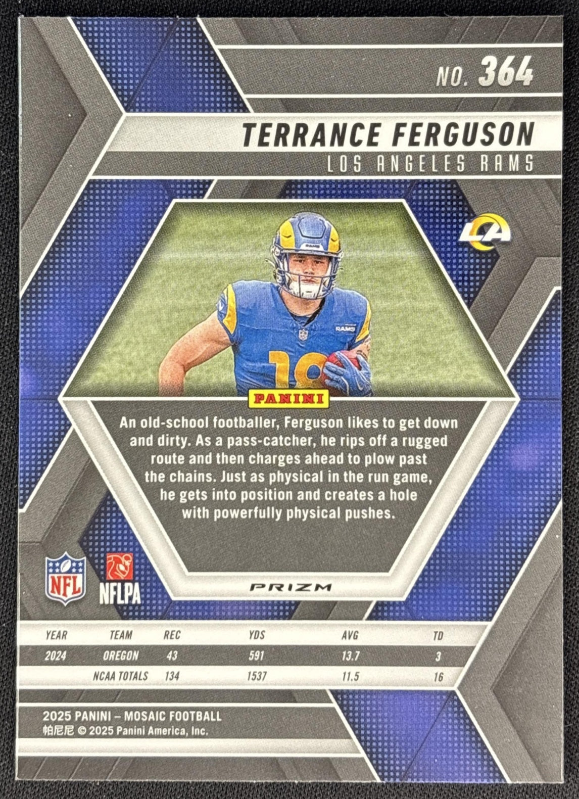 Terrance Ferguson 2025 Panini Mosaic Rookies Mosaic Prizm Rams back