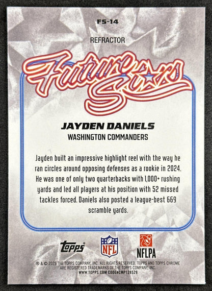 Jayden Daniels 2025 Topps Chrome Future Stars Refractor Commanders back