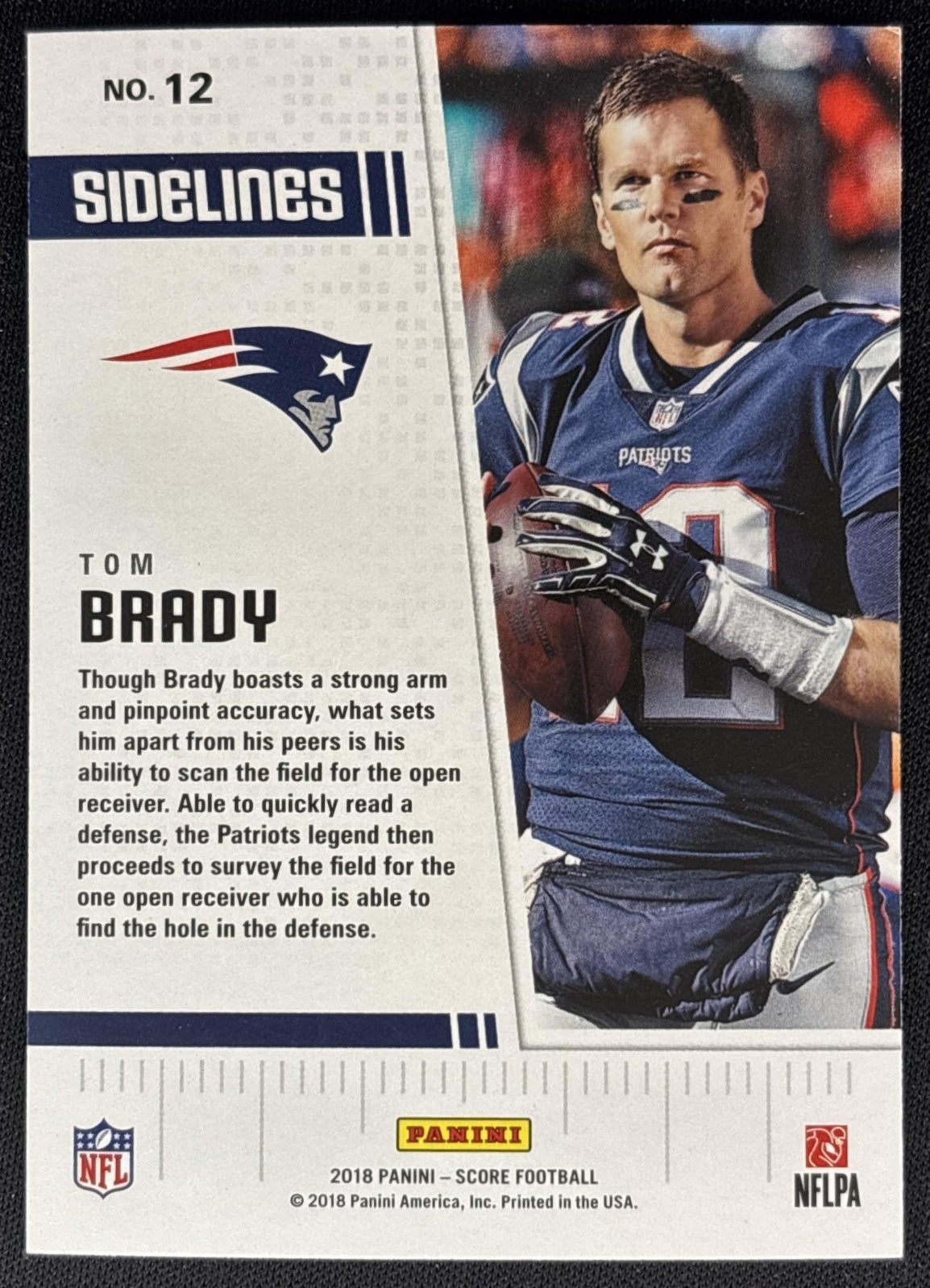 Tom Brady 2018 Panini Score Sidelines Patriots Sports Trading Cards