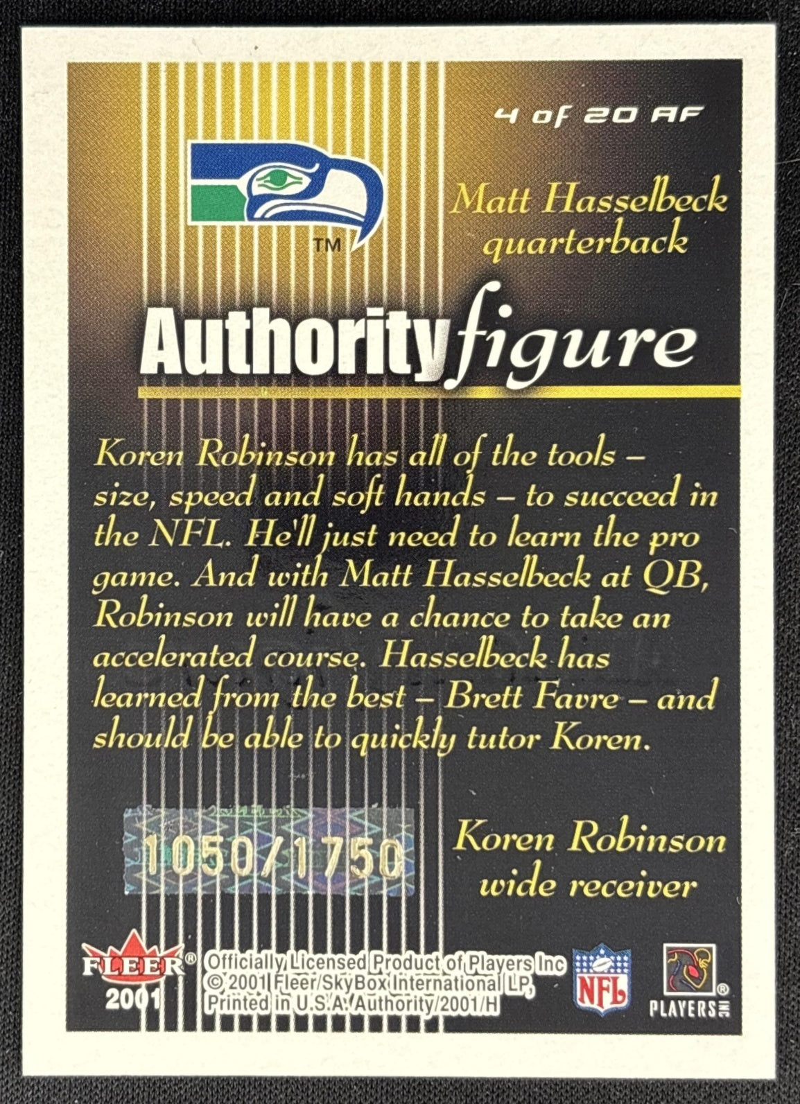 Koren Robinson 2001 Authority Figure Seahawks back