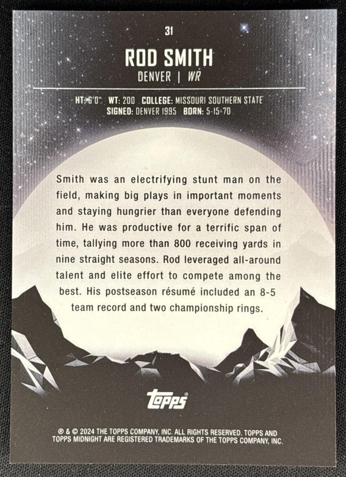 Rod Smith 2024 Topps Midnight Morning /149 Broncos back