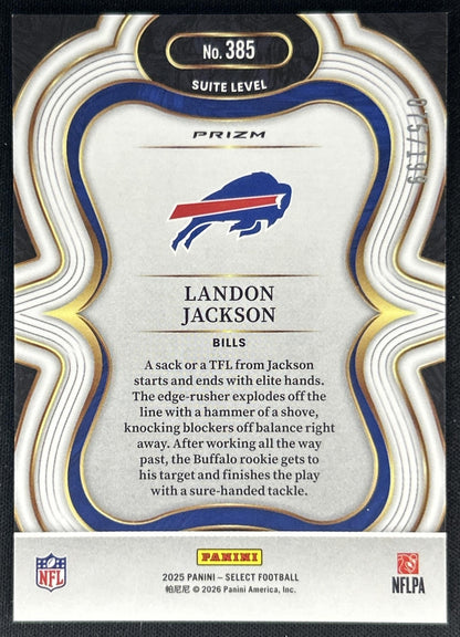 Landon Jackson 2025 Panini Select Suite Level Tri-Color Prizm /199 Bills back