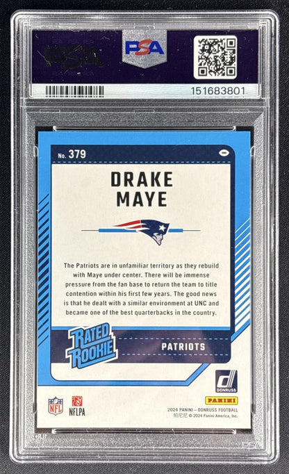 Drake Maye 2024 Panini Donruss Press Proof Red PSA 9 Patriots 151683801 back