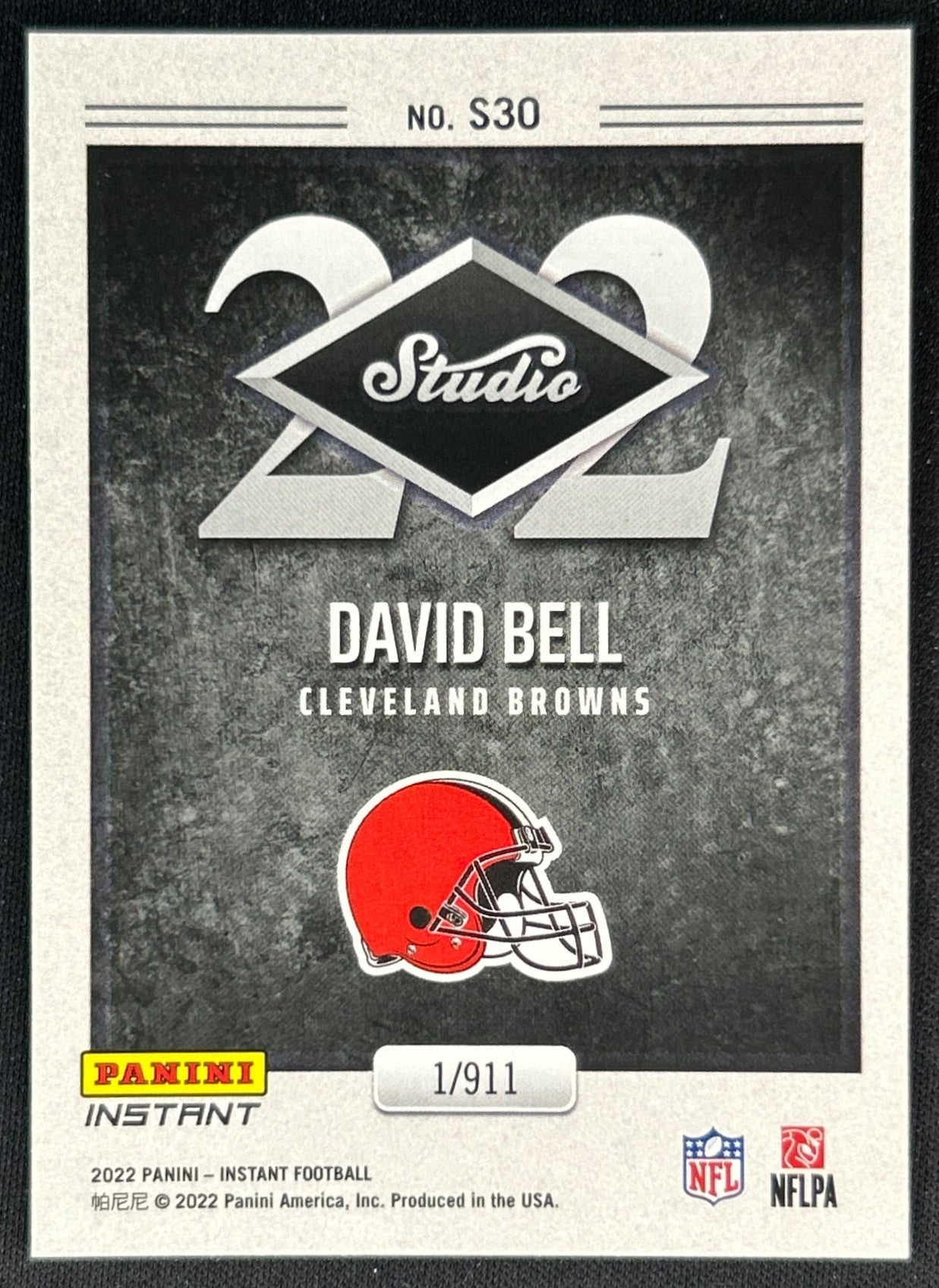 David Bell 2022 Instant Studio Rookies Browns Sports Trading Card