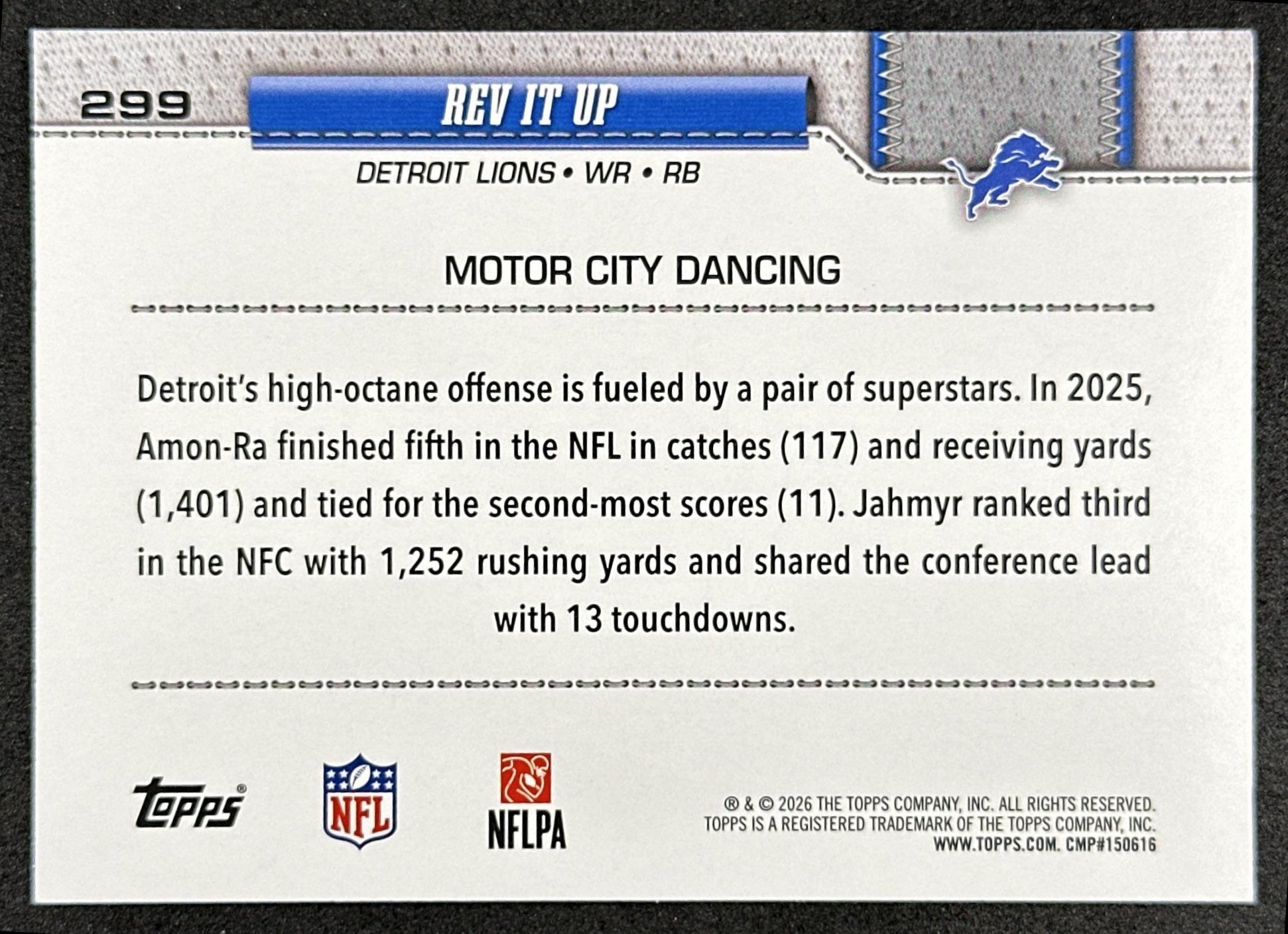 Rev It Up 2026 Topps Flagship Lions Sports Trading Cards