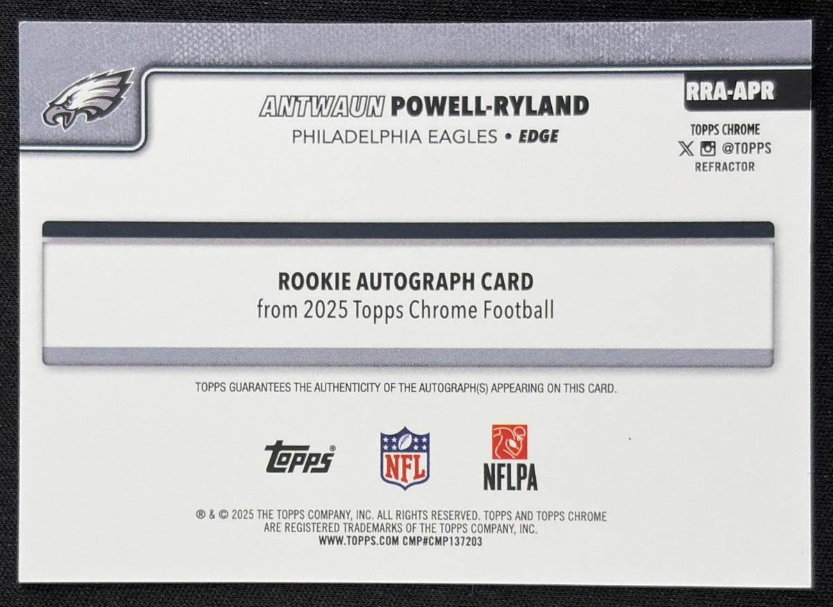 Antwaun Powell-Ryland 2025 Topps Chrome Retail Rookie Auto Refractor /499 Eagles