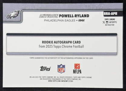 Antwaun Powell-Ryland 2025 Topps Chrome Retail Rookie Auto Refractor /499 Eagles