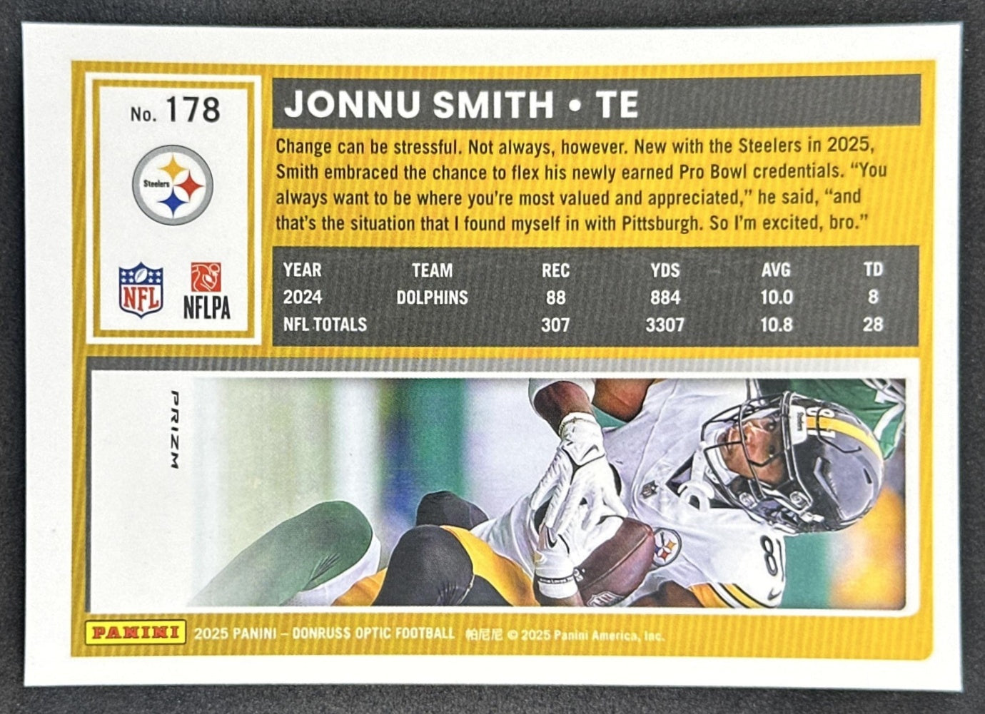 Jonnu Smith 2025 Panini Donruss Optic Stars Prizm Steelers Sports Trading Cards