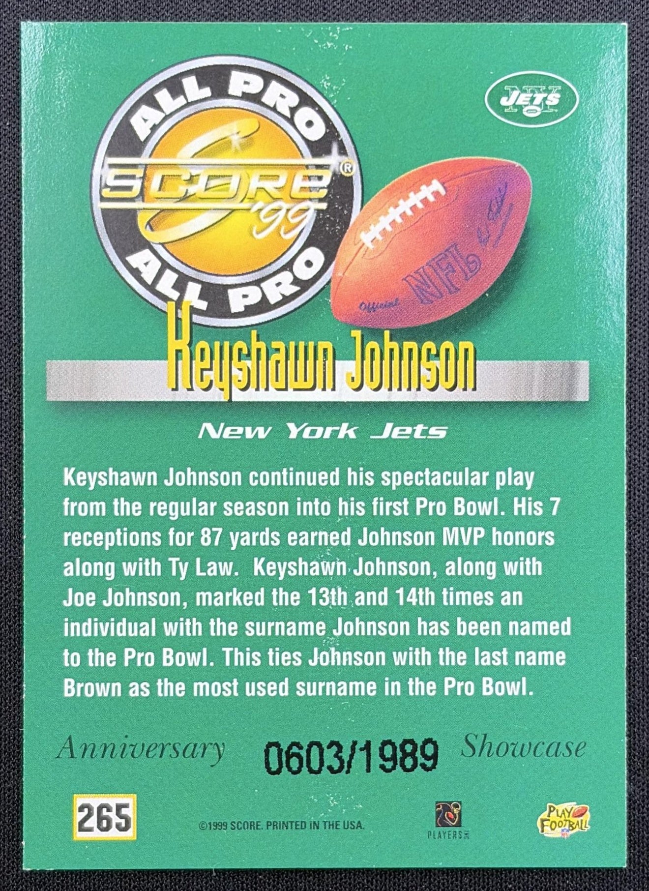 Keyshawn Johnson 1999 Score Anniversary Showcase /1989 Jets