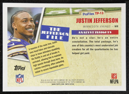 Justin Jefferson 2026 Topps Profiles Vikings back