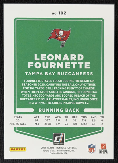 Leonard Fournette 2021 Panini Donruss Press Proof Premium Buccaneers - Tampa Bay Buccaneers