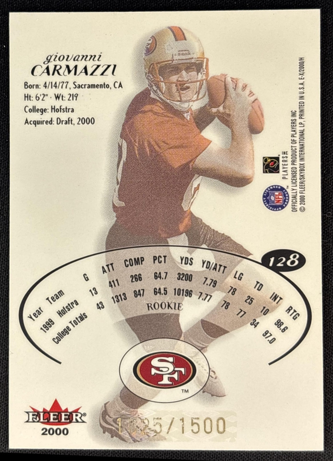 Giovanni Carmazzi 2000 Fleer E-X /1500 49ers