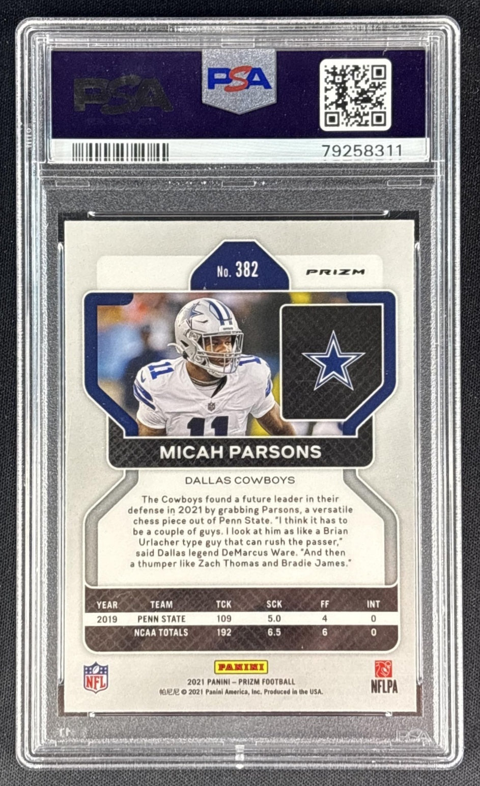 Micah Parsons 2021 Panini Prizm Light Blue PSA 9