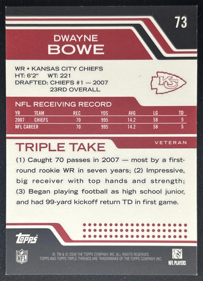 Dwayne Bowe 2008 Topps Triple Threads /779 Chiefs back