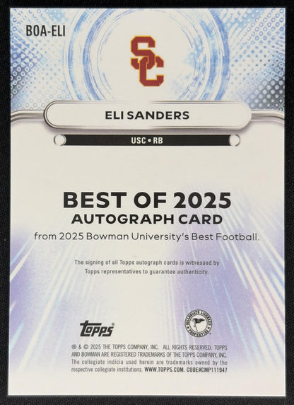 Eli Sanders 2025 Bowman Best University The Best of Auto Trojans Sports Trading Cards