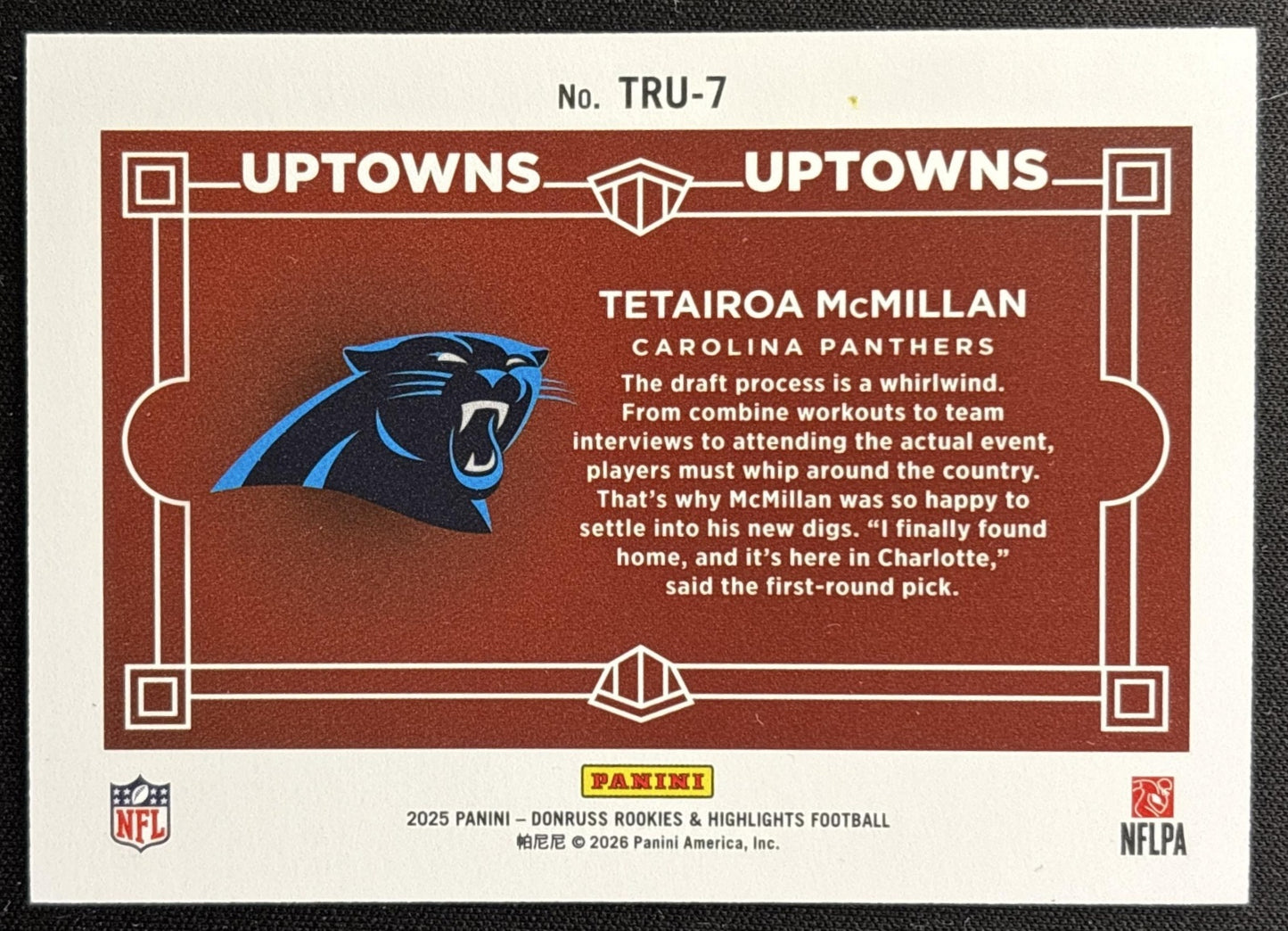 Tetairoa McMillan 2025 Donruss Rookies & Highlights Uptown Horizontal Green Panthers Carolina Panthers