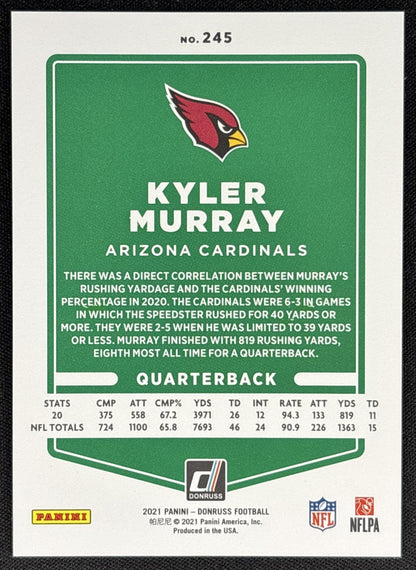Kyler Murray 2021 Panini Donruss Press Proof Premium Cardinals