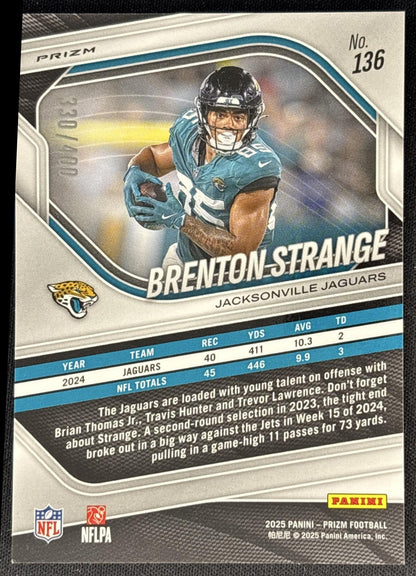 Brenton Strange 2025 Panini Prizm Pandora /400 Jaguars back