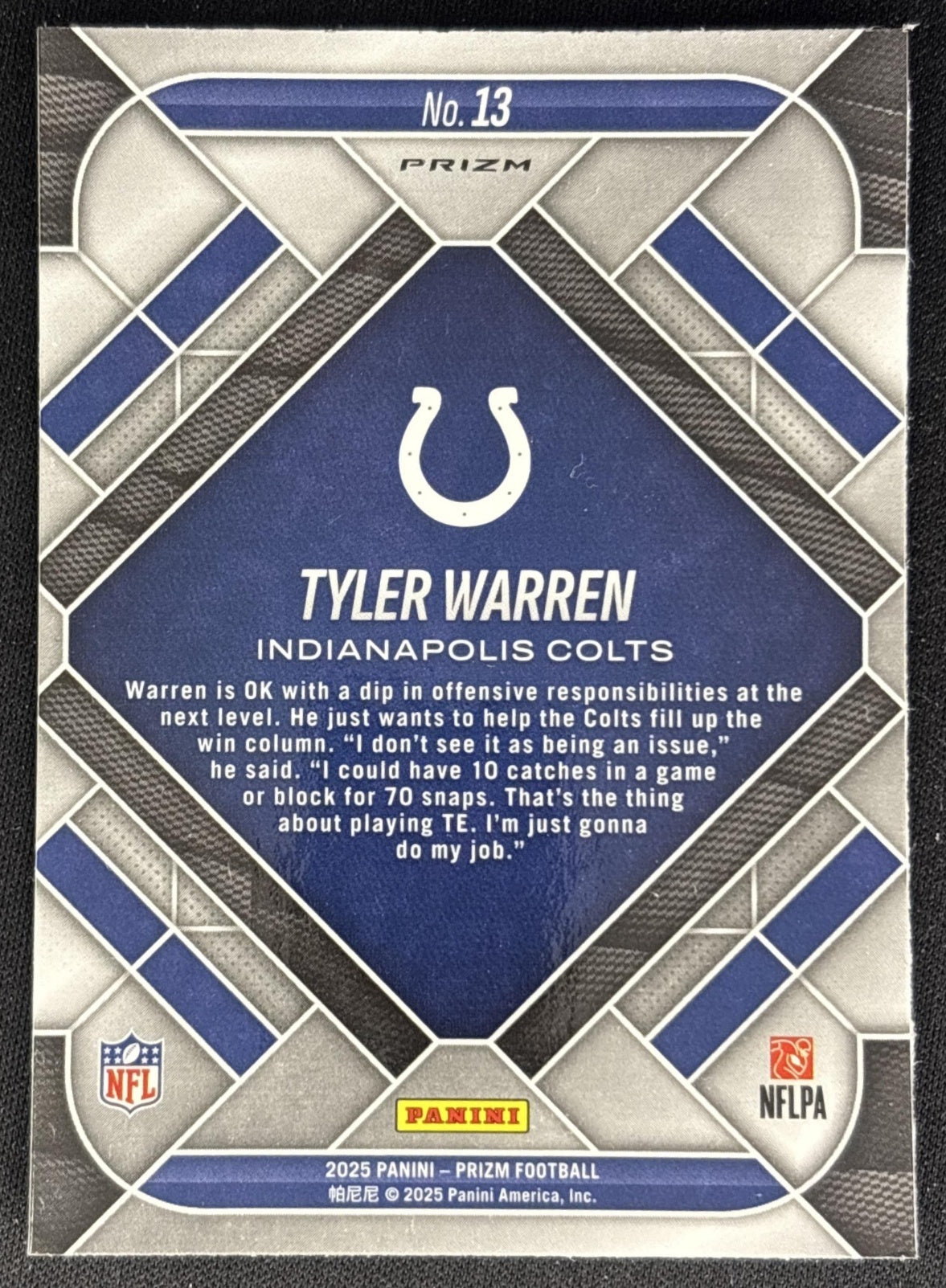Tyler Warren 2025 Panini Prizm Emergent Green Colts back