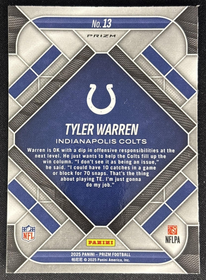 Tyler Warren 2025 Panini Prizm Emergent Green Colts back