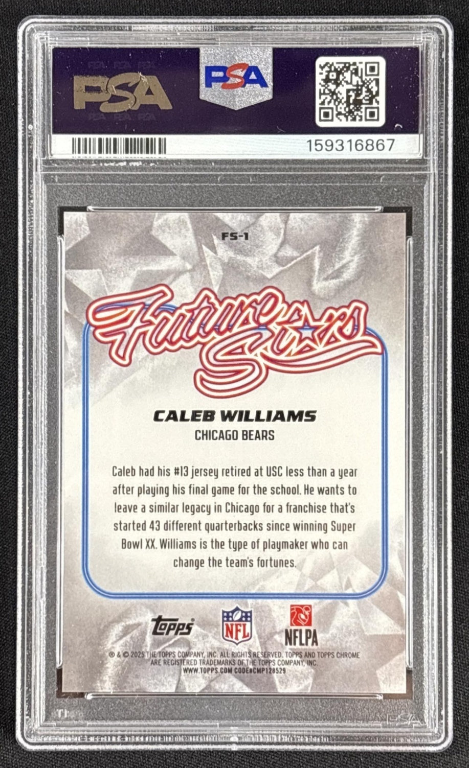 Caleb Williams 2024 Chrome Future Stars Auto Gold Refractor /50 PSA 9 Bears Sports Trading Cards