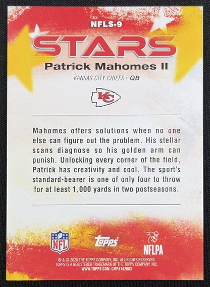 Patrick Mahomes II 2026 Topps NFL Stars Crackle Foil Chiefs