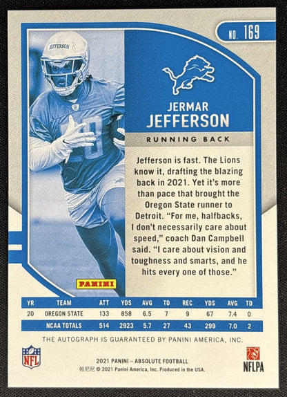 Jermar Jefferson 2021 Panini Absolute Signature Rookies Lions