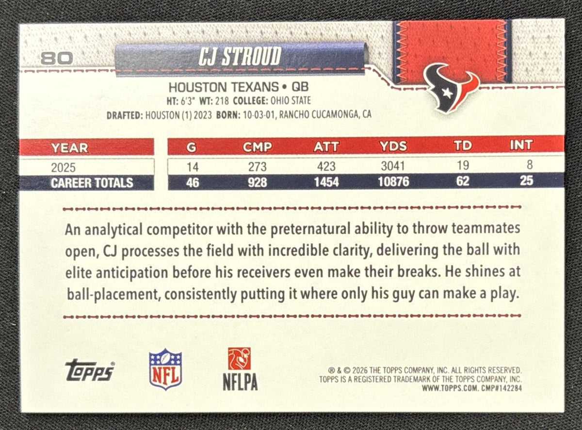 CJ Stroud 2026 Topps Pink Holo Foil Texans