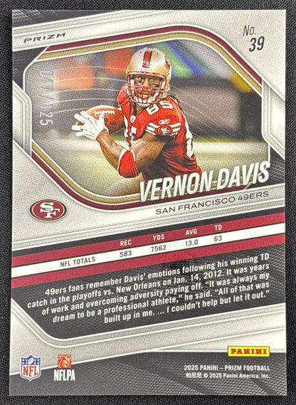 Vernon Davis 2025 Panini Prizm No Huddle Blue /125 49ers